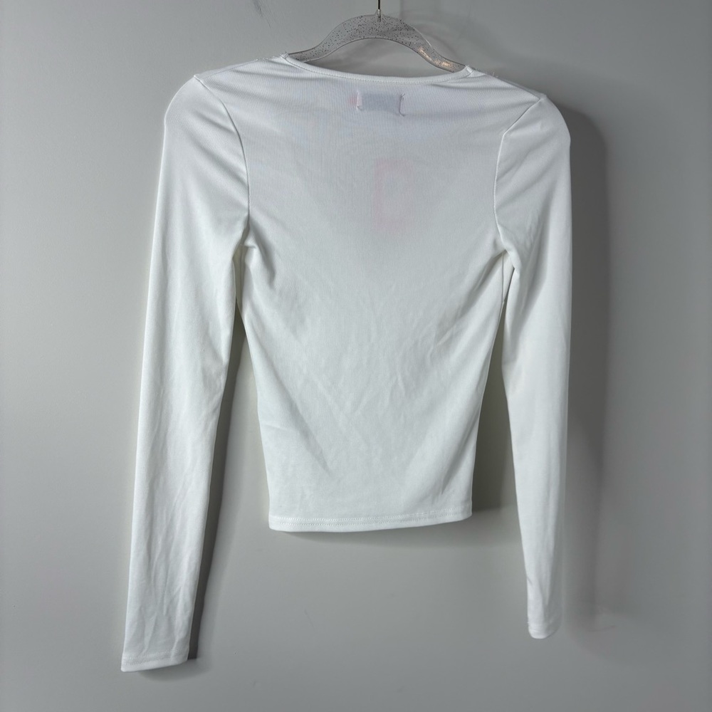 Edikted White Lace Trim Long-sleeve Top - Madeline Lace Trim Rib Long Sleeve - Picture 5 of 6